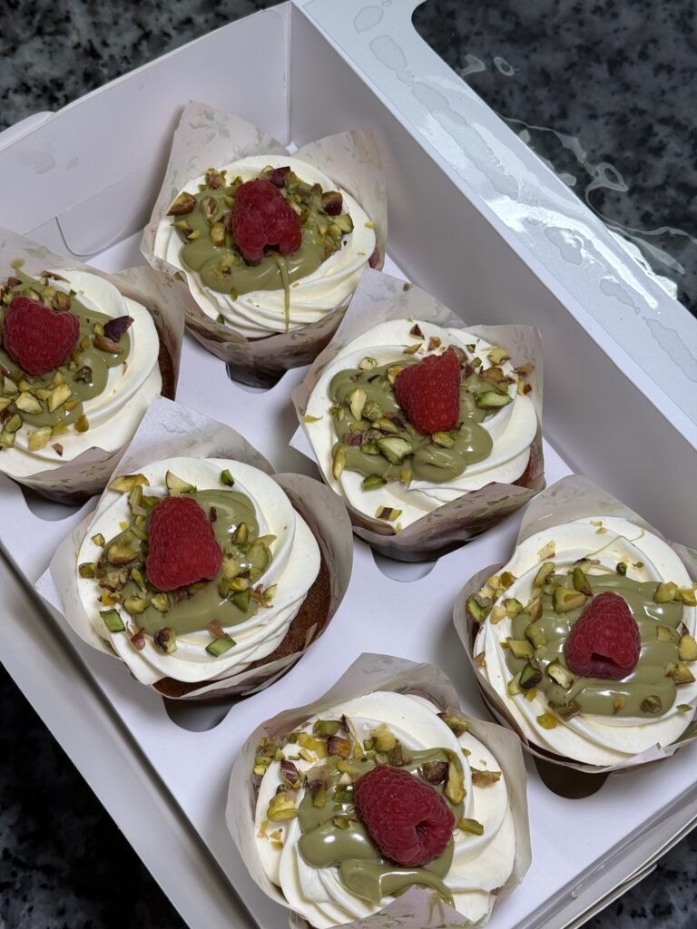 Raspberry pistachio Cupcake
