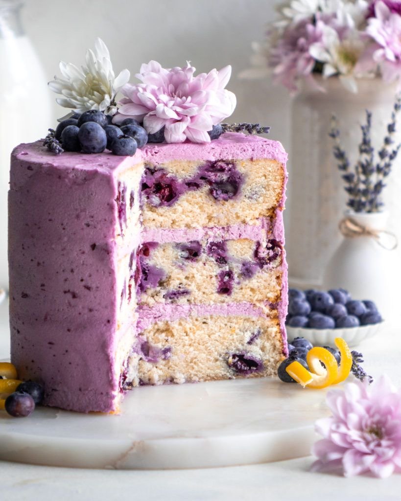 Blueberry Cake with whipped cream